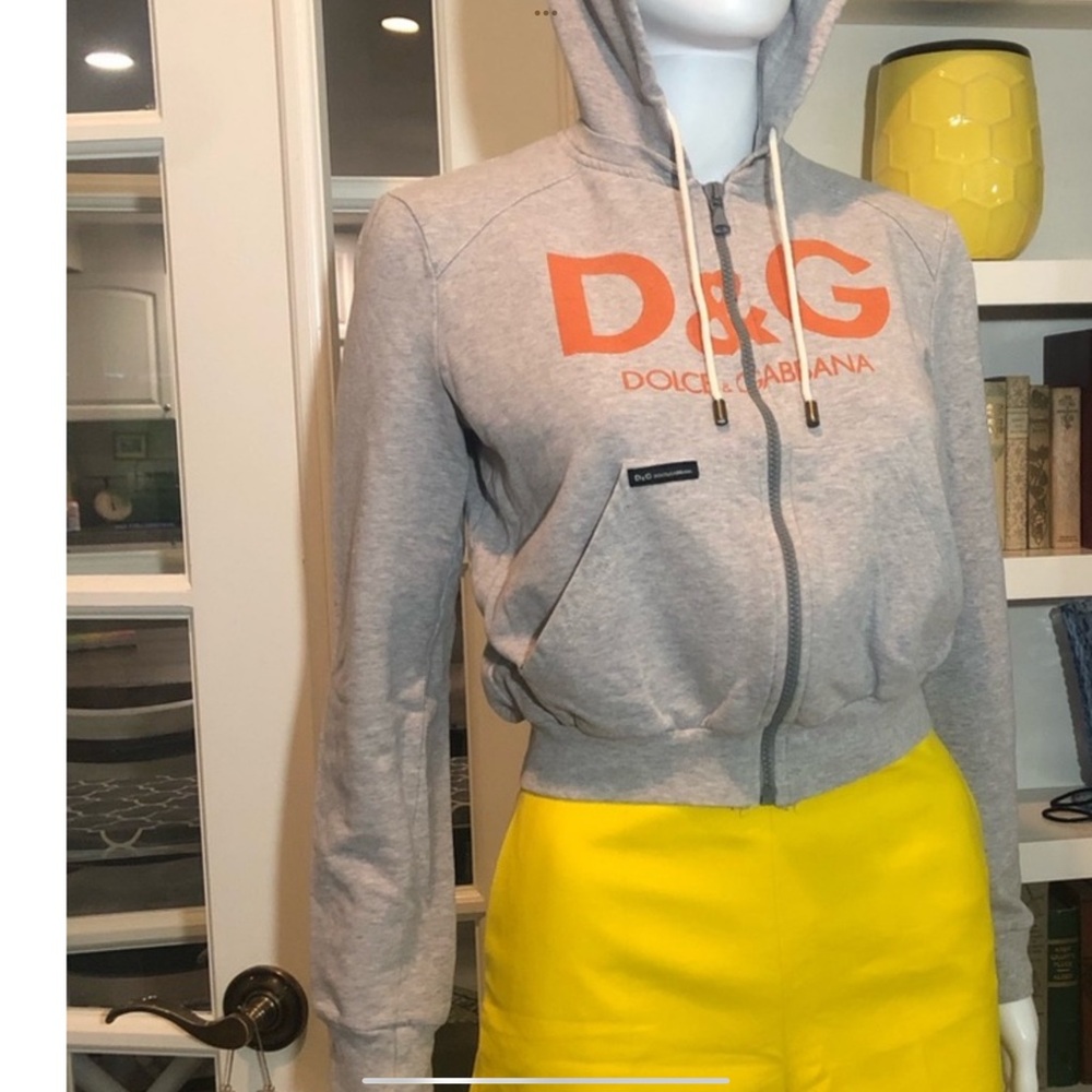 Dolce & Gabbana Light Gray and Orange Zip-Up Hoodie - Picture 7 of 7